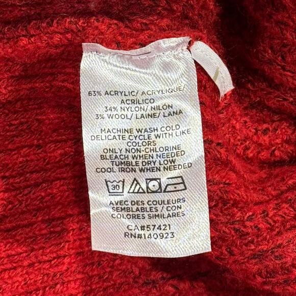 Loft Sweater Dress Cable Knit Turtleneck Dark Academia Cottage Preppy Red XL - Picture 4 of 8